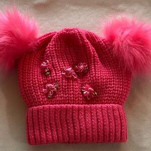 Pink Knitted Kids Pom-Pom Hat